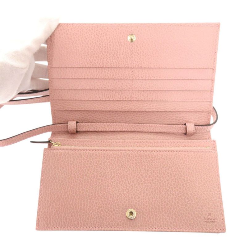 Gucci Swing Leather Pink Shoulder Wallet