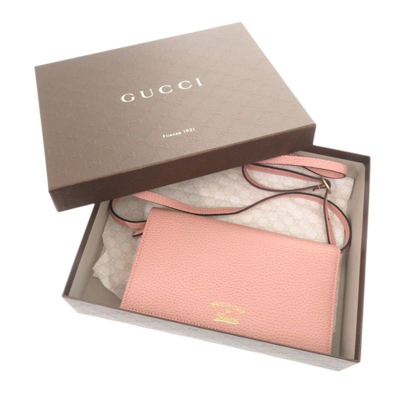 Gucci Swing Leather Pink Shoulder Wallet