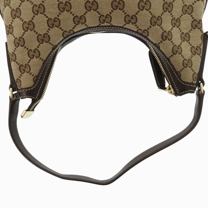 Gucci Gold GG Canvas Leather Brown Handbag
