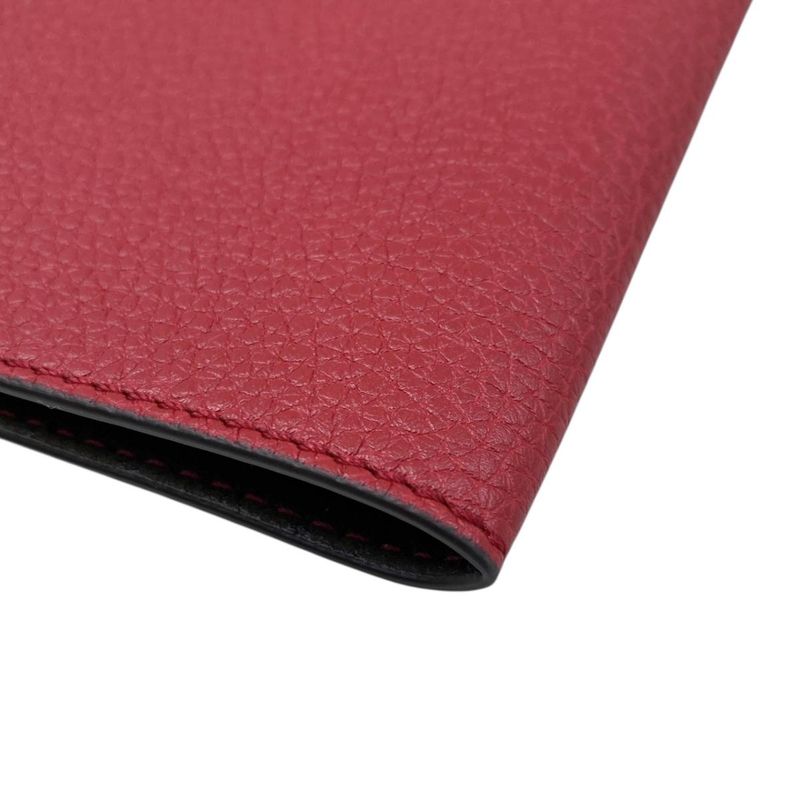 Fendi Passport Case Calf Leather Logo Red