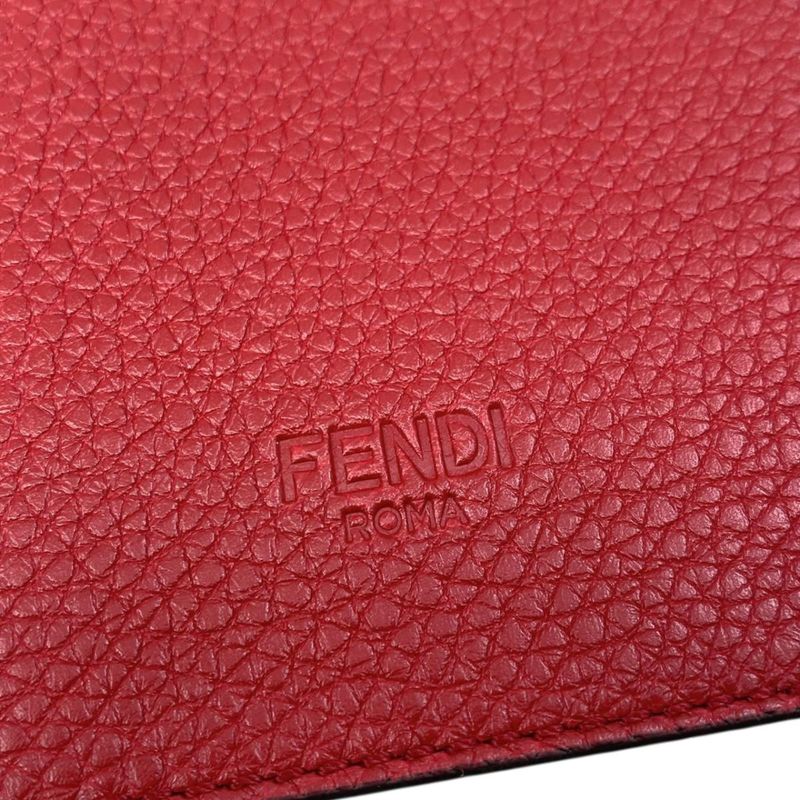 Fendi Passport Case Calf Leather Logo Red