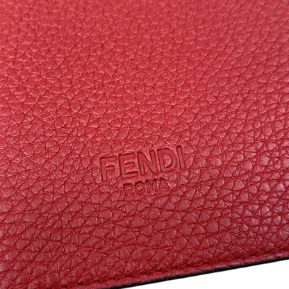 Fendi Passport Case Calf Leather Logo Red