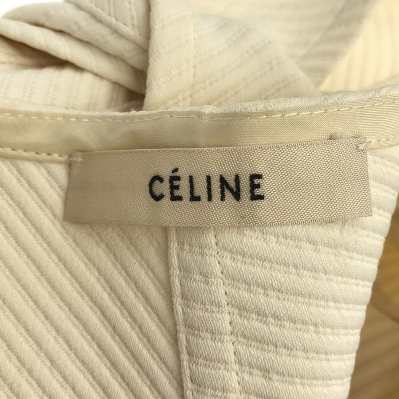 Celine by Phoebe Philo Striped Stitch Rayon Wrap Skirt 2 Ivory 36