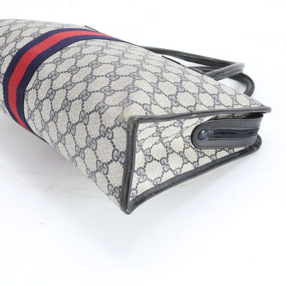 Gucci GG Supreme Sherry Line Leather Tote Shoulder Business Black