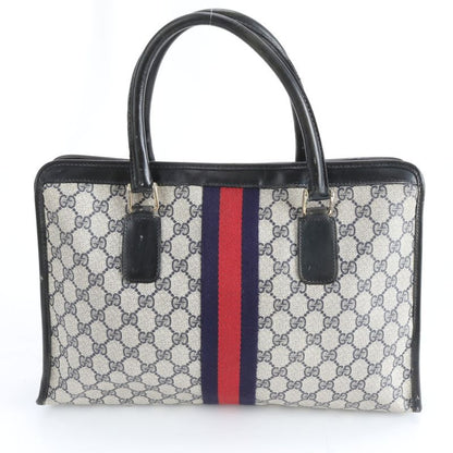 Gucci GG Supreme Sherry Line Leather Tote Shoulder Business Black