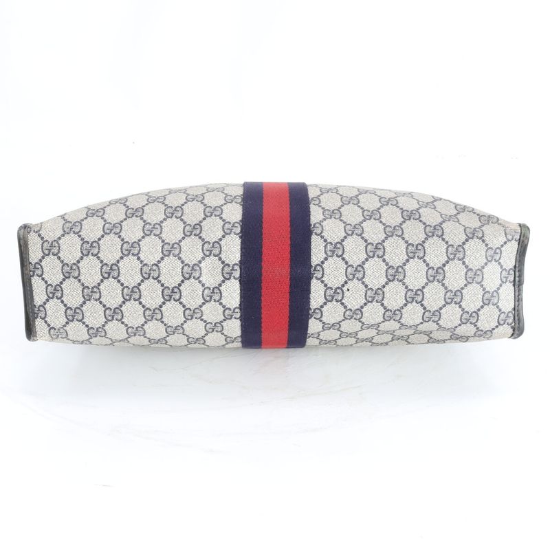 Gucci GG Supreme Sherry Line Leather Tote Shoulder Business Black