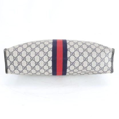 Gucci GG Supreme Sherry Line Leather Tote Shoulder Business Black