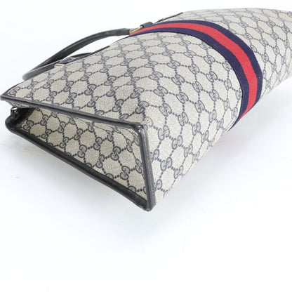 Gucci GG Supreme Sherry Line Leather Tote Shoulder Business Black