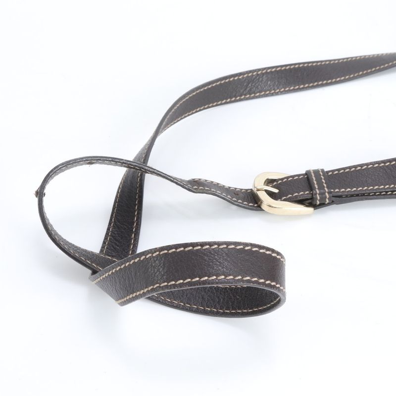 Gucci GG Canvas Leather Shoulder Bag Crossbody Brown