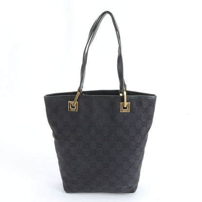 Gucci GG Canvas Leather Tote Shoulder Hand Black Mum