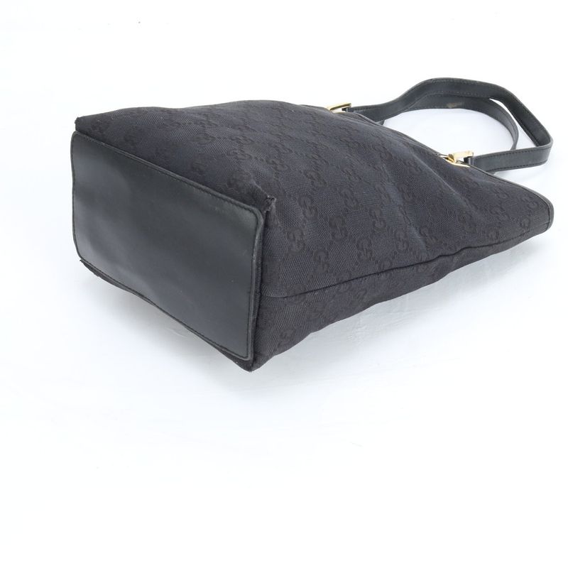 Gucci GG Canvas Leather Tote Shoulder Hand Black Mum