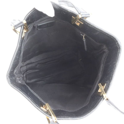 Gucci GG Canvas Leather Tote Shoulder Hand Black Mum