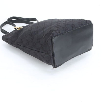 Gucci GG Canvas Leather Tote Shoulder Hand Black Mum