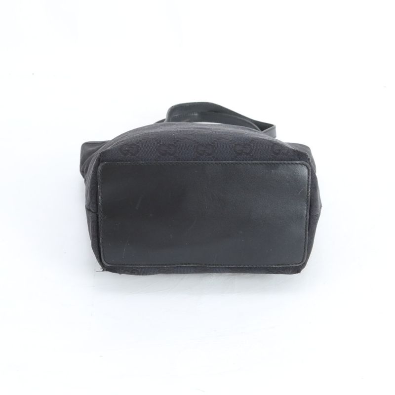 Gucci GG Canvas Leather Tote Shoulder Hand Black Mum