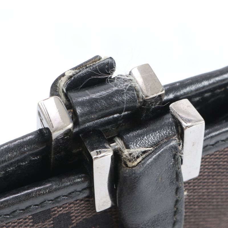 Gucci Jackie GG Canvas Leather Handbag Black Brown Mum