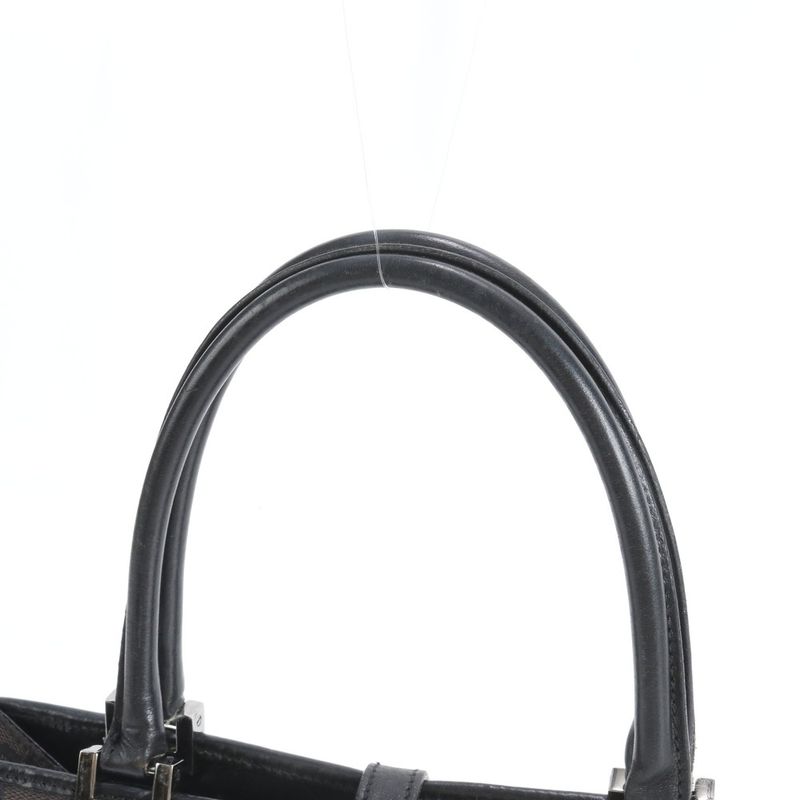 Gucci Jackie GG Canvas Leather Handbag Black Brown Mum