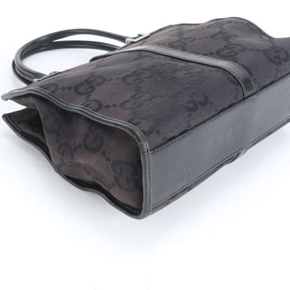 Gucci Jackie GG Canvas Leather Handbag Black Brown Mum