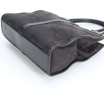 Gucci Jackie GG Canvas Leather Handbag Black Brown Mum