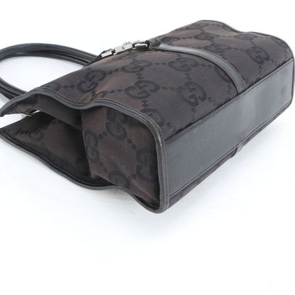 Gucci Jackie GG Canvas Leather Handbag Black Brown Mum