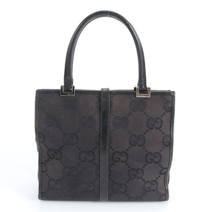 Gucci Jackie GG Canvas Leather Handbag Black Brown Mum