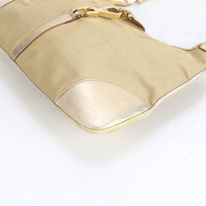 Gucci Bamboo 001 Leather Nylon Shoulder Bag Hand Gold