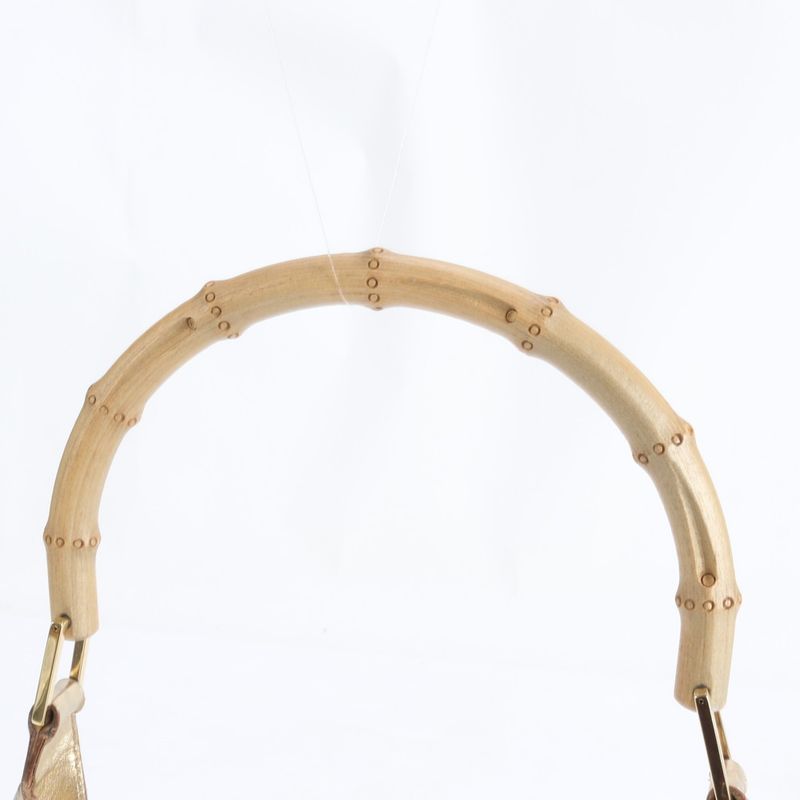 Gucci Bamboo 001 Leather Nylon Shoulder Bag Hand Gold