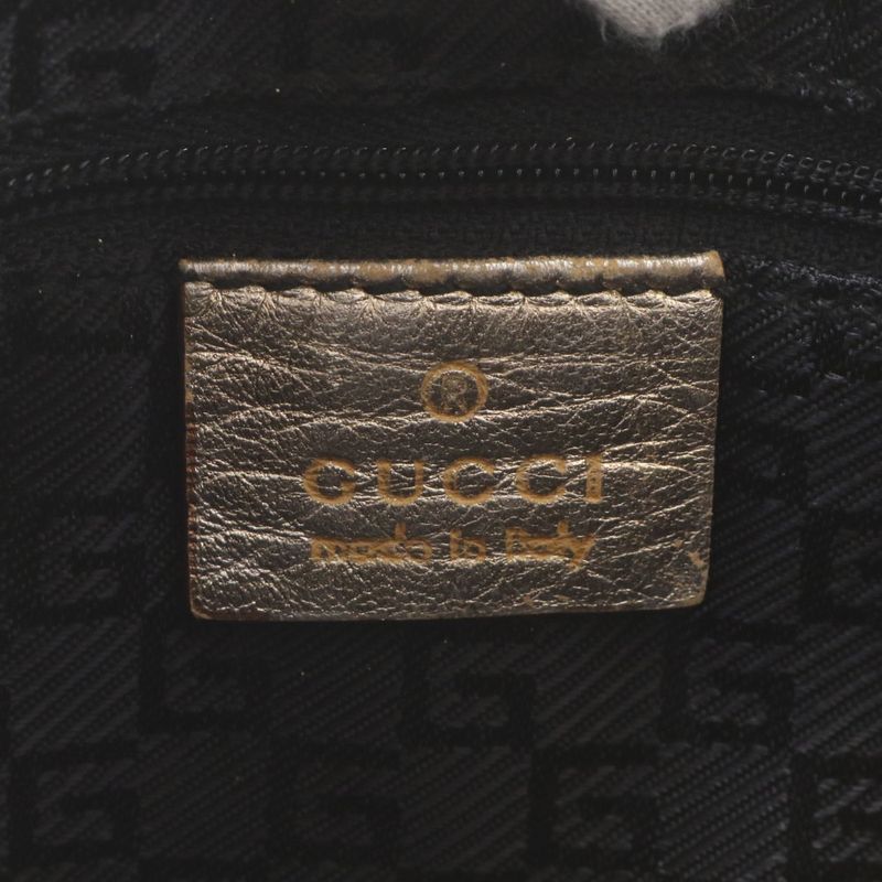 Gucci Bamboo 001 Leather Nylon Shoulder Bag Hand Gold