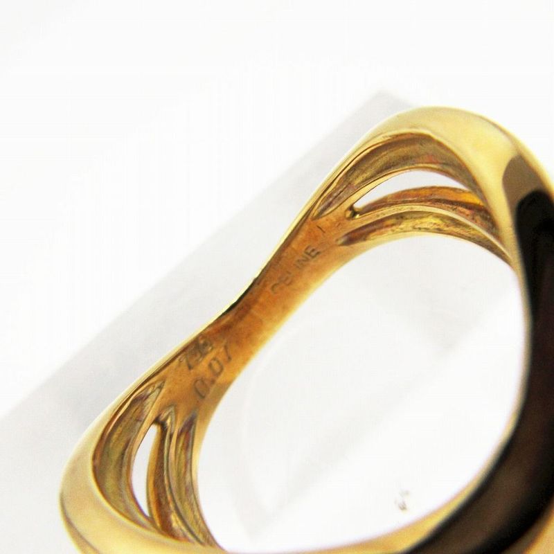 Celine Diamond 18K Yellow Gold 750 Logo Ring