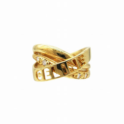 Celine Diamond 18K Yellow Gold 750 Logo Ring
