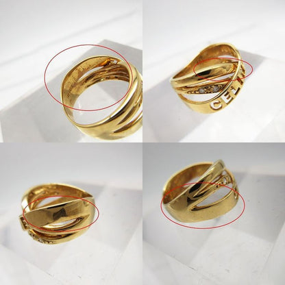 Celine Diamond 18K Yellow Gold 750 Logo Ring