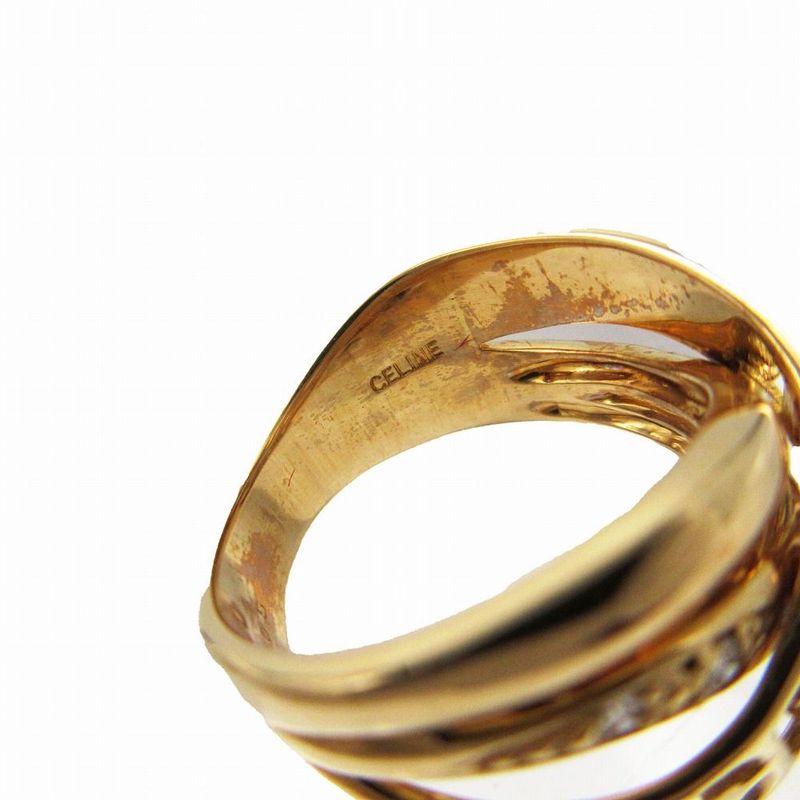 Celine Diamond 18K Yellow Gold 750 Logo Ring