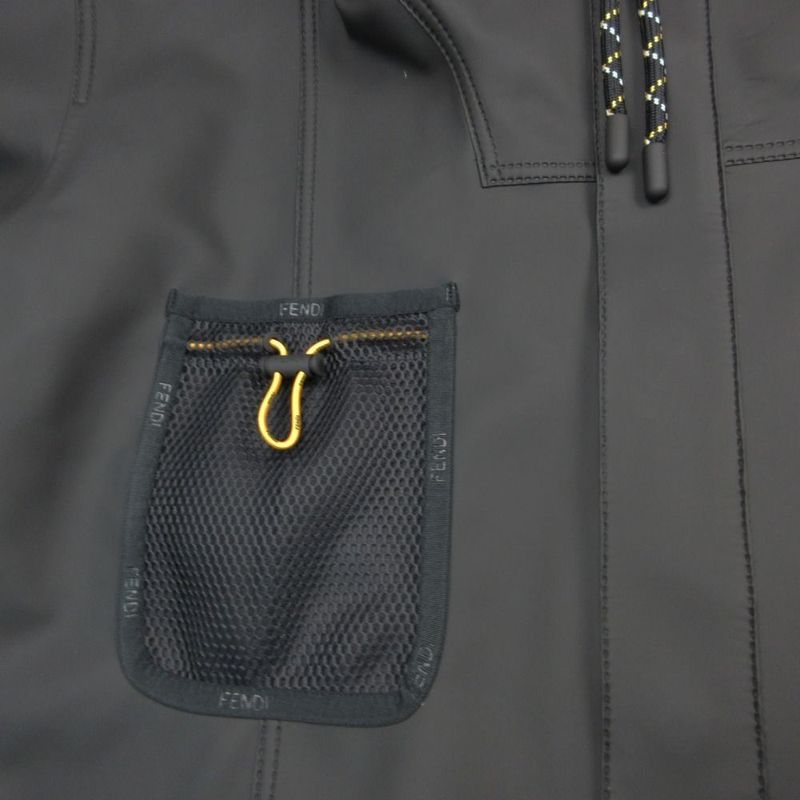 Fendi Hoodie Raincoat Jacket Coding Logo Patch 56 Black