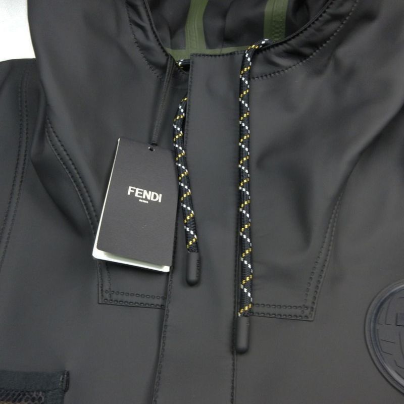 Fendi Hoodie Raincoat Jacket Coding Logo Patch 56 Black