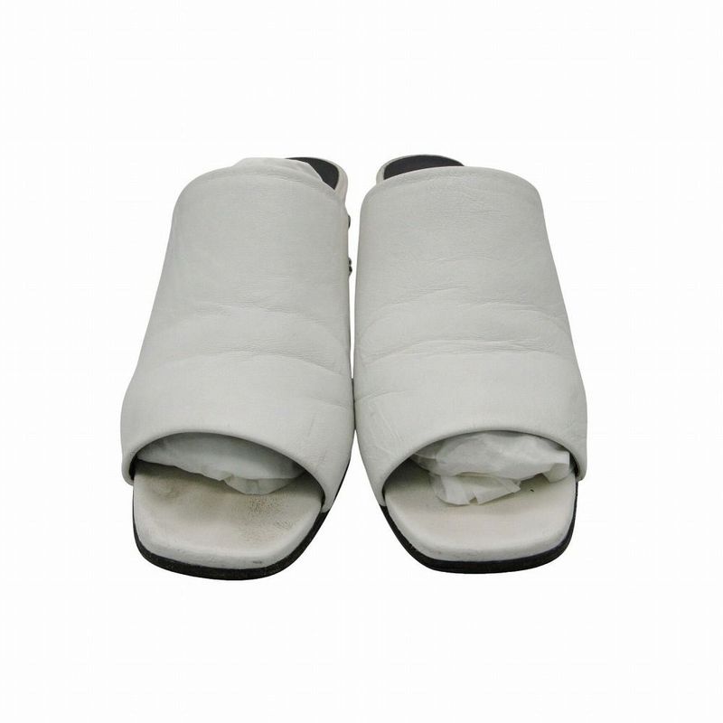 Hermes Sandals Mule Glossy 60 Chaine D'ancre Motif Leather Shoes 35.5