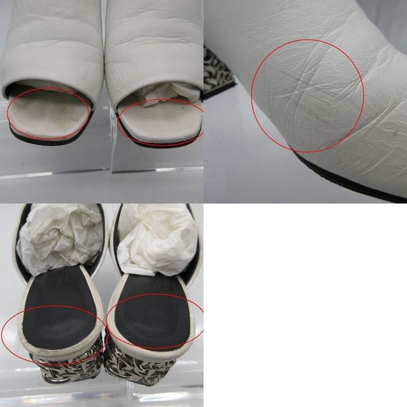 Hermes Sandals Mule Glossy 60 Chaine D'ancre Motif Leather Shoes 35.5