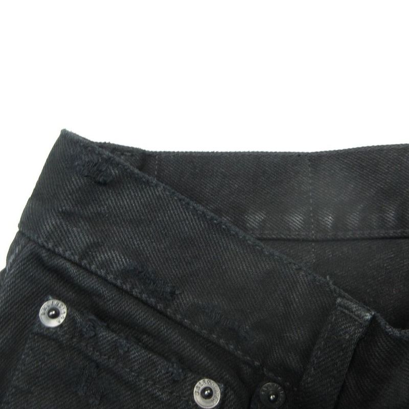 Balenciaga Black Denim Pants Distressed Button Fly Jeans 25
