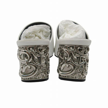 Hermes Sandals Mule Glossy 60 Chaine D'ancre Motif Leather Shoes 35.5
