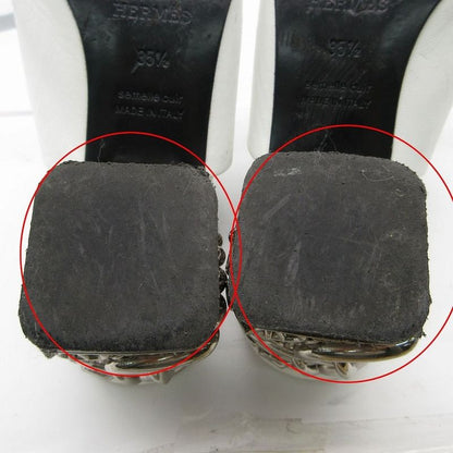 Hermes Sandals Mule Glossy 60 Chaine D'ancre Motif Leather Shoes 35.5