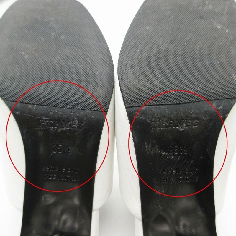 Hermes Sandals Mule Glossy 60 Chaine D'ancre Motif Leather Shoes 35.5