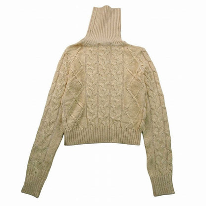 Versace Vintage Istante Lame Slit Short Length Cable Knit Long Sleeve
