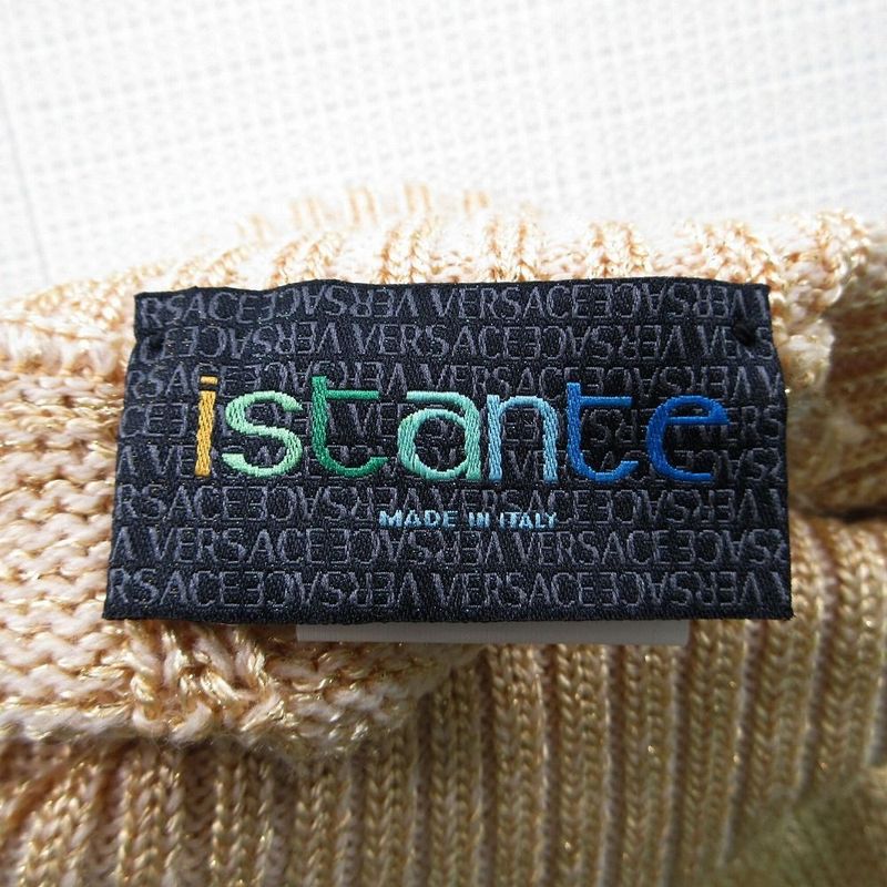 Versace Vintage Istante Lame Slit Short Length Cable Knit Long Sleeve