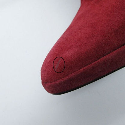 Hermes Suede Long Boots Shoes Side Zip Wine Red 35.5