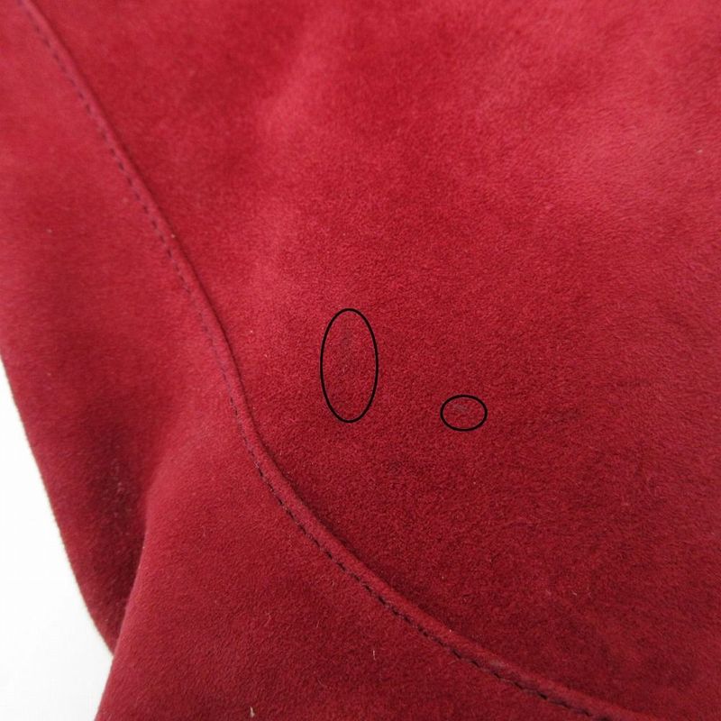 Hermes Suede Long Boots Shoes Side Zip Wine Red 35.5