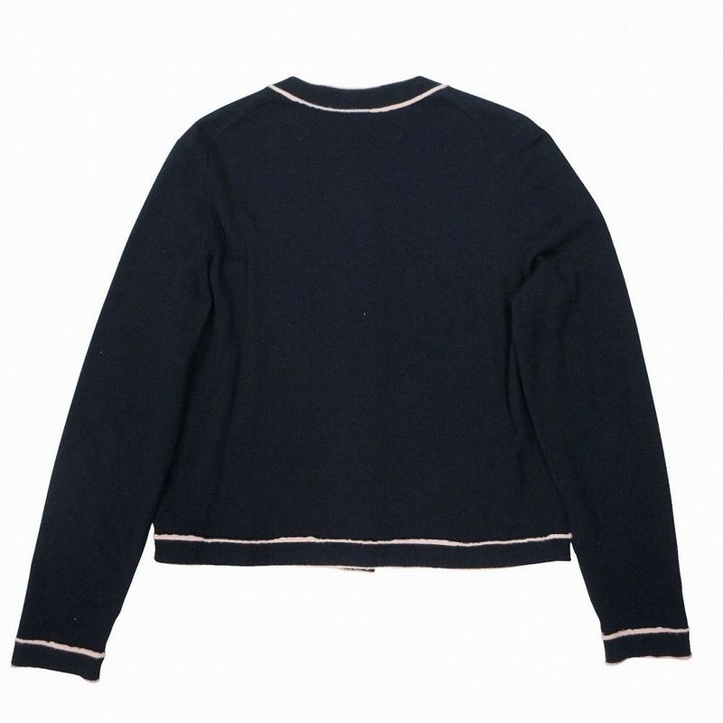 Chanel No5 Cashmere Cardigan Long Sleeve Bicolor Navy Pink 40