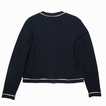 Chanel No5 Cashmere Cardigan Long Sleeve Bicolor Navy Pink 40