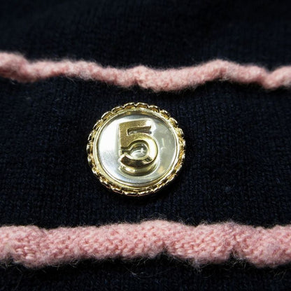 Chanel No5 Cashmere Cardigan Long Sleeve Bicolor Navy Pink 40