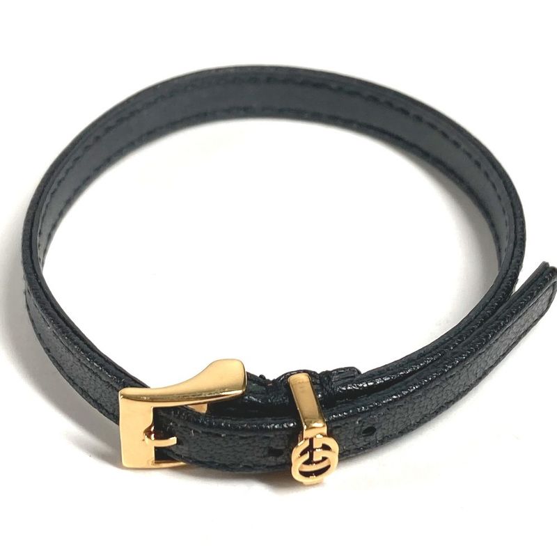 Gucci Bracelet GG Logo Leather Black