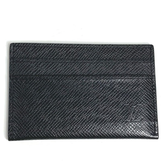 Louis Vuitton Card Case Holder Double Taiga Leather Black