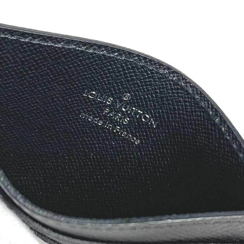 Louis Vuitton Card Case Holder Double Taiga Leather Black