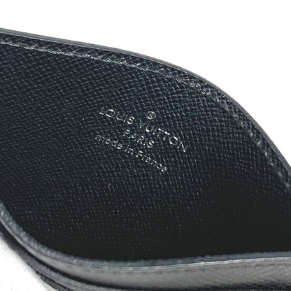 Louis Vuitton Card Case Holder Double Taiga Leather Black